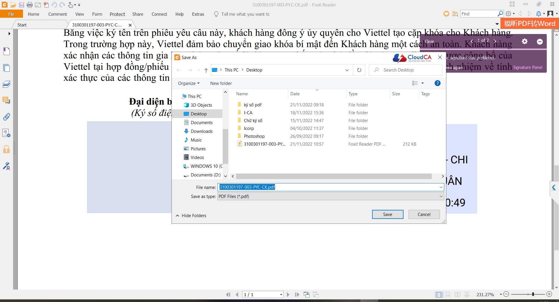 Ký file PDF bằng chữ ký số I-CA