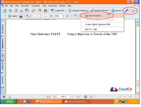 Hướng dẫn ký file Adobe Reader bằng chữ ký số VNPT